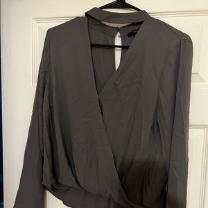 Long sleeve dark gray blouse. V neck. Size M.